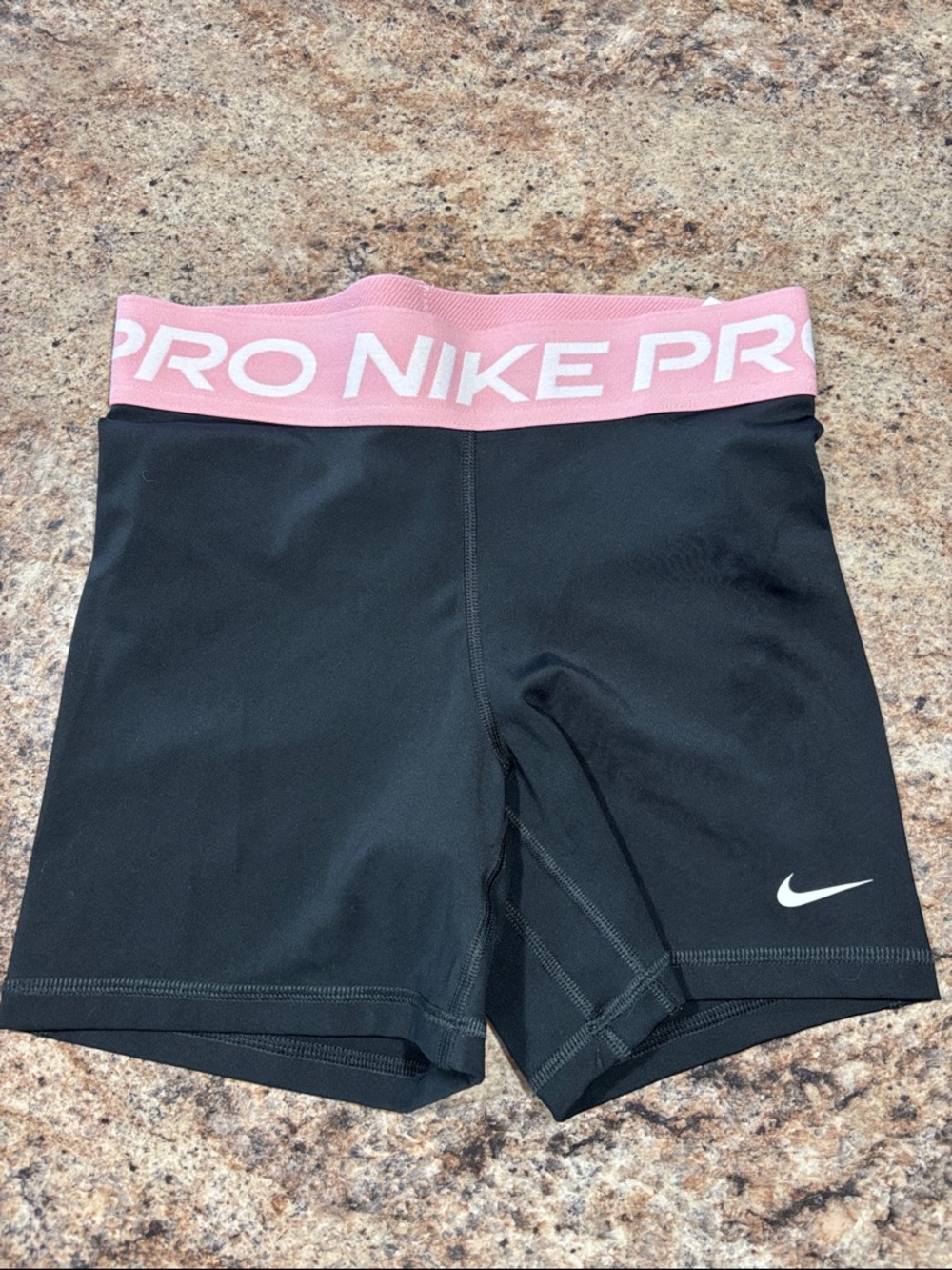 Nike Black Training Shorts with Pink Elastic Waistband